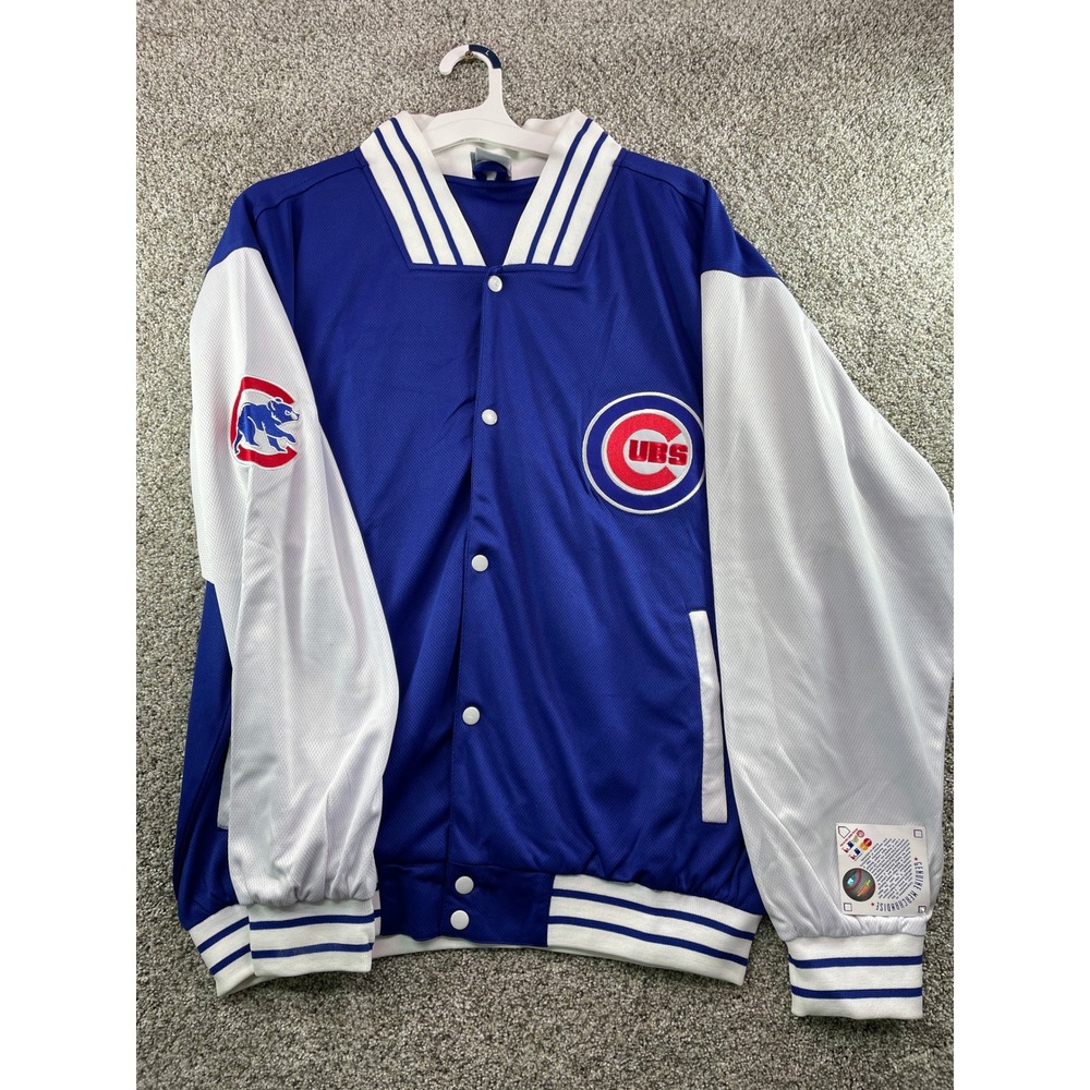 Genuine Merchandise Chicago Cubs Jacket Mens LT Blue NEW Snap Front Mesh